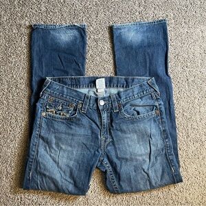 True Religion men’s 33 denim jeans distressed blue straight Made‎ in USA casual